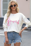 Letter Graphic Round Neck Sweater - felvior