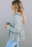 Frill Trim Flounce Sleeve Blouse - felvior