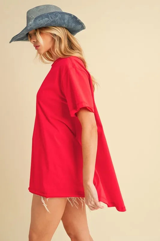 Aemi+Co Round Neck Short Sleeve Oversized T-Shirt - felvior