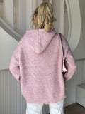 Drawstring Button Down Hooded Cardigan - felvior