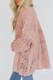 Openwork Open Front Long Sleeve Cardigan - felvior