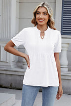 Notched Short Sleeve Top