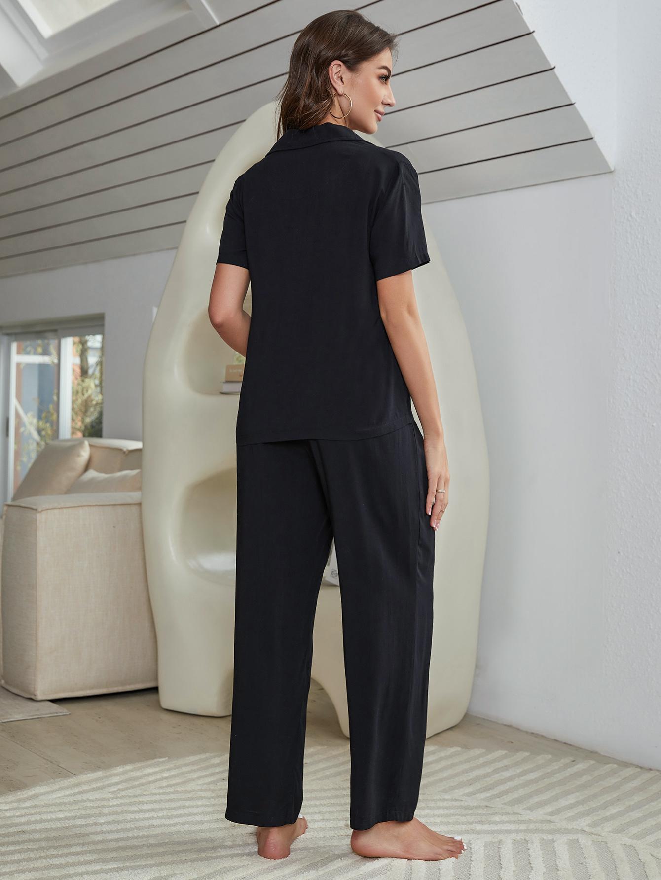 Short Sleeve Shirt, Bralette, and Pants Lounge Set - felvior