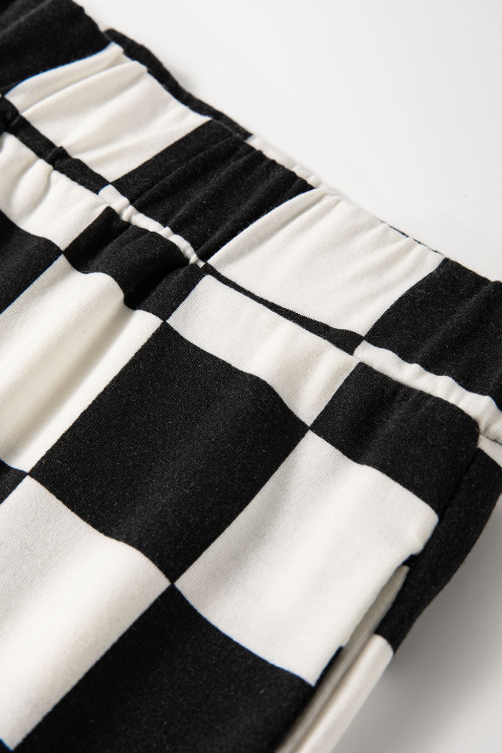 Checkerboard V Neck Loose Tee and Shorts Set