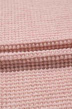 Lace Patchwork Waffle Short Sleeve Knit Top