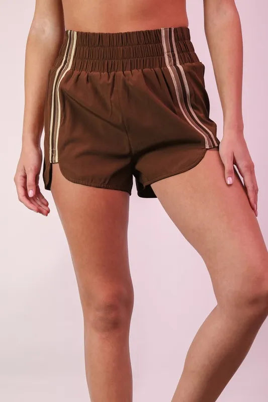 VERY J Striped Trim Detail Activewear Shorts - felvior