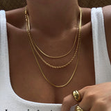 18K Gold-Plated Titanium Steel Three-Layered Necklace - felvior