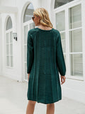 Cable-Knit Long Sleeve Sweater Dress - felvior