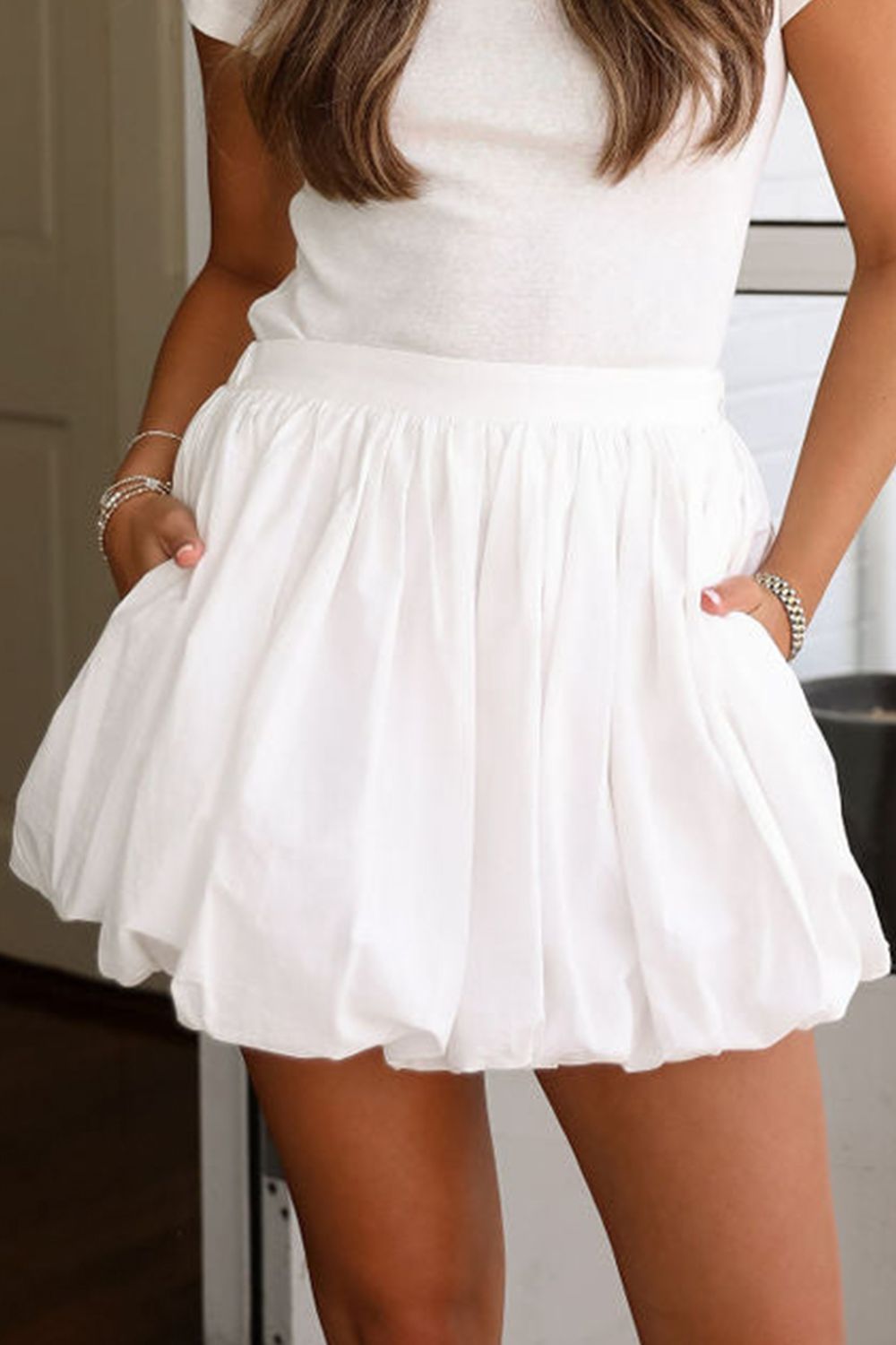 Bubble Mini Skirt with Pockets - felvior