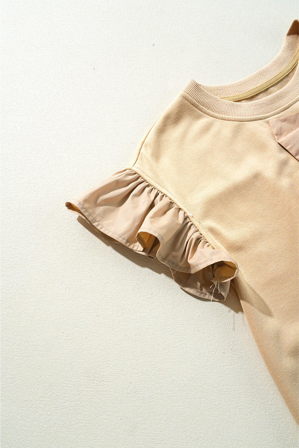 Bow Ruffled Round Neck Cap Sleeve Blouse