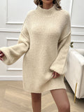 Devine Mock Neck Long Sleeve Mini Sweater Dress - felvior