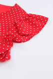 Polka Dot Surplice Neck Tie Waist Dress - felvior