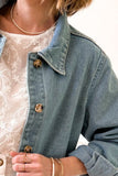 Pocketed Button Up Long Sleeve Denim Jacket - felvior