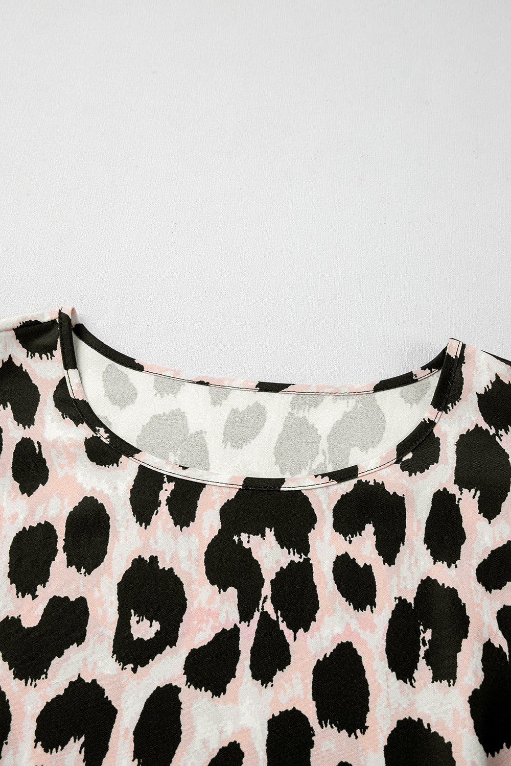 Leopard Layered Ruffled Cap Sleeve Blouse