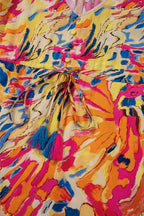 Printed Flare Sleeve Ruffled Hem Dress