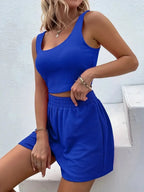 Full Size Wide Strap Tank and Shorts Set Plus Size