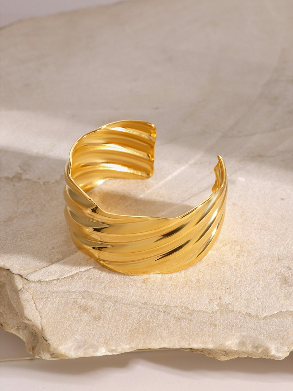 18K Gold-Plated Stainless Steel Open Ring - felvior