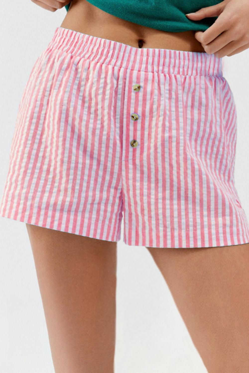 Striped Elastic Waist Shorts