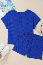 Textured Sequined USA Top and Bowknot Shorts Set