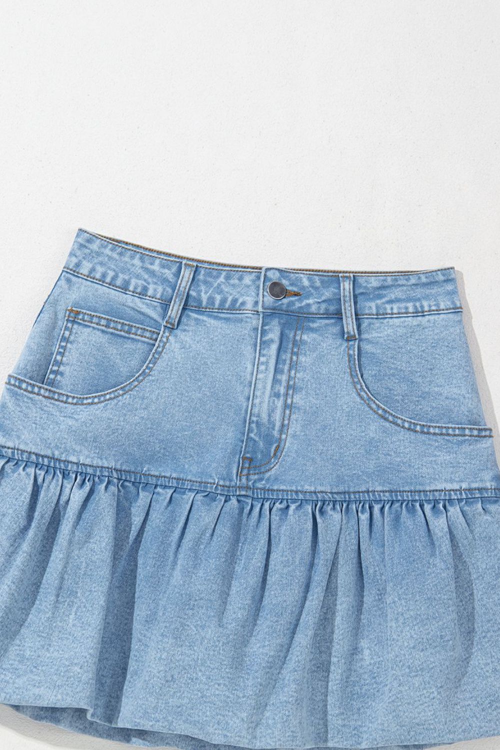 Bubble Hem Denim Mini Skirt