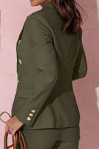 Full Size Lapel Collar Long Sleeve Blazer and Pants Set Plus Size