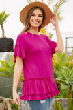 Celeste Full Size Ruffle Detail Asymmetrical Top Plus Size - felvior
