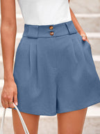 Two Button Wide Waistband Shorts