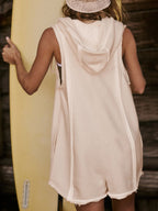 Half Zipped Hooded Sleeveless Romper