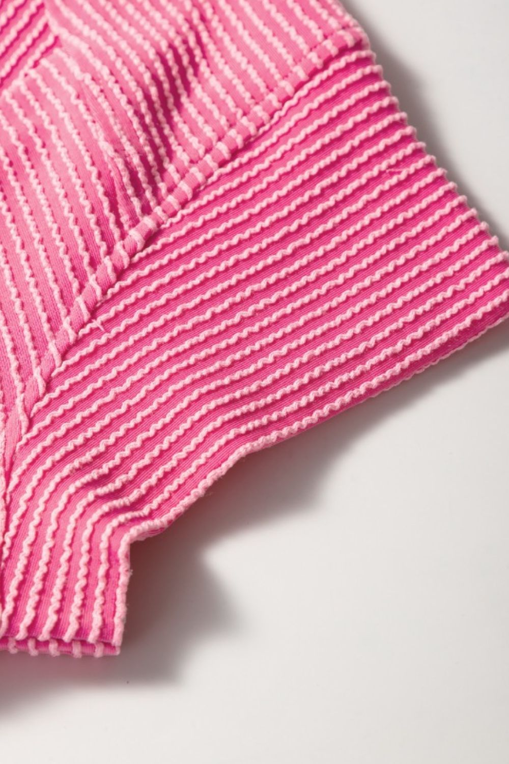 Corded Knit Short Sleeve T-Shirt and Wide Leg Pants Set