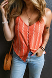 Printed Button Up V-Neck Cami - felvior