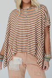 Stripe Batwing Sleeve Round Neck Oversized Top
