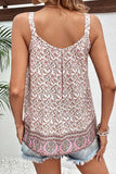Floral Pleated Detail Scoop Neck Tank - felvior