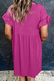 Round Neck Flounce Sleeve Mini Dress - felvior