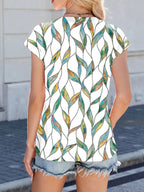 Printed Round Neck Cap Sleeve Top