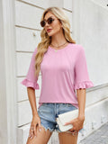 Florira Round Neck Ruffled Half Sleeve T-Shirt