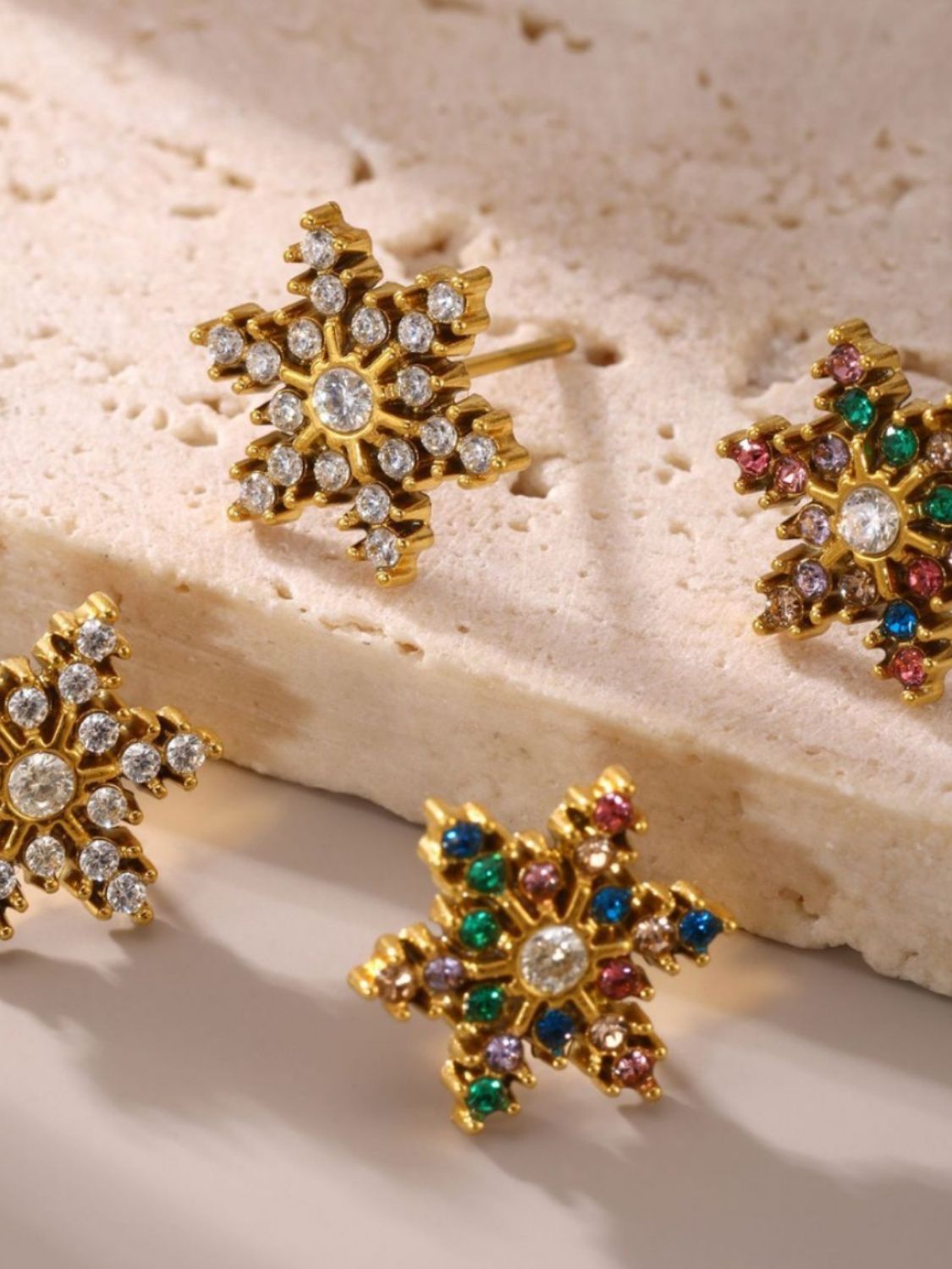 Stainless Steel Snowflake Stud Earrings - felvior