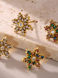 Stainless Steel Snowflake Stud Earrings - felvior