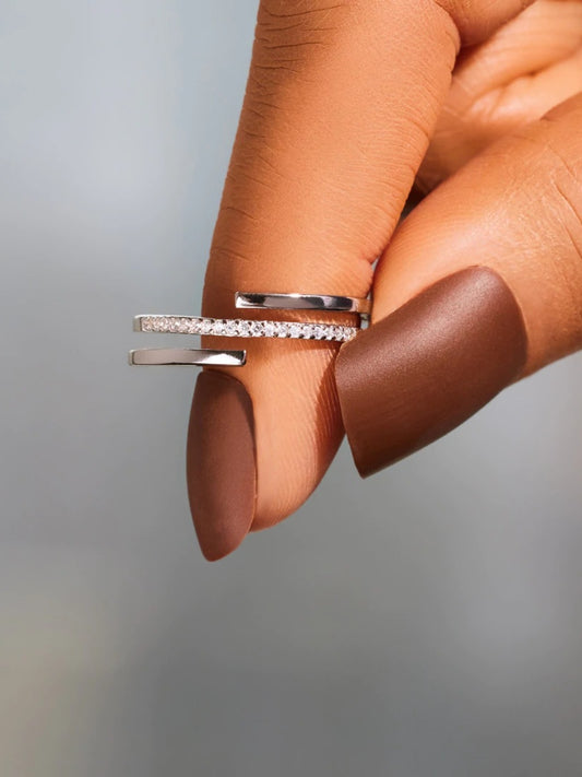 925 Sterling Silver Inlaid Zircon Ring - felvior