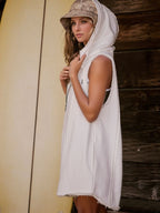 Half Zipped Hooded Sleeveless Romper