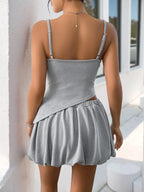 Asymmetrical Bow Cami and Skirt Set