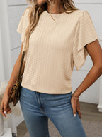 Round Neck Flutter Sleeve T-Shirt
