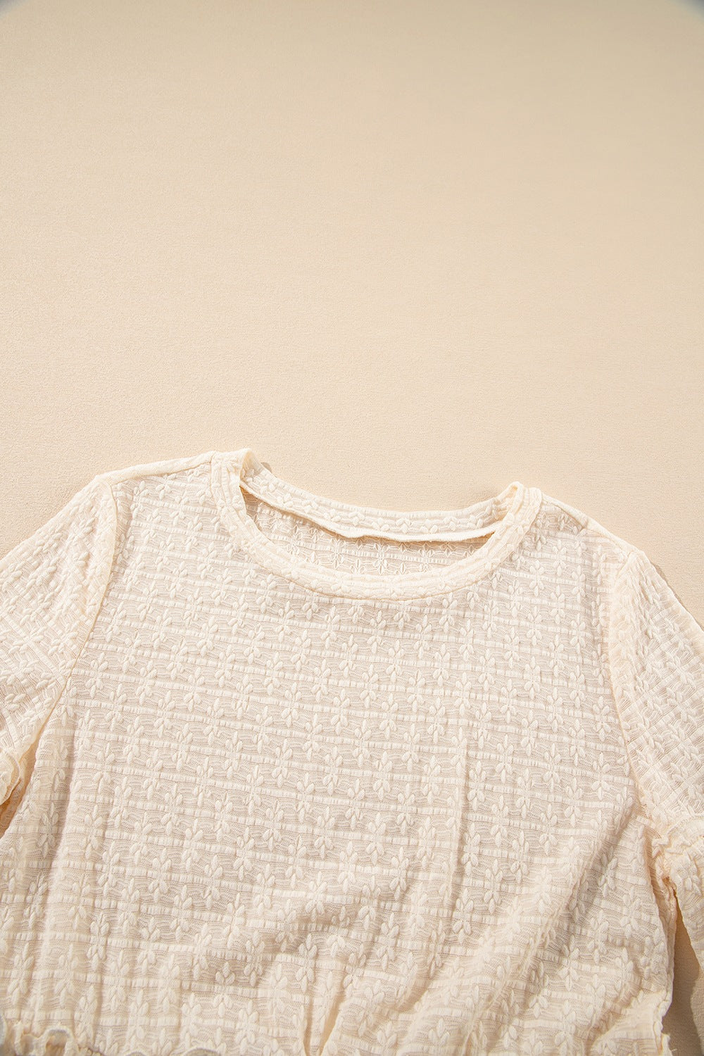 Frill Round Neck Half Sleeve Blouse