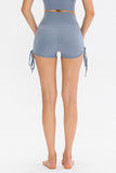 Drawstring Wide Waistband Side Tie Sports Shorts - felvior