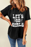 Letter Graphic Round Neck Short Sleeve T-Shirt - felvior