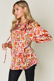 Double Take Full Size Printed Button Up Long Sleeve Shirt - felvior