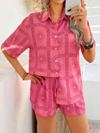 Devine Printed Button Down Shirt and Shorts Set