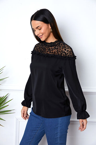 Bluse mit Leopardenmuster und Volantärmeln Zweitbild