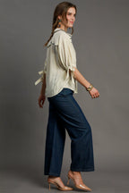 Umgee Full Size Embroidered Detail Button Down Shirt Plus Size