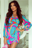 Printed Surplice Neck Mini Dress - felvior