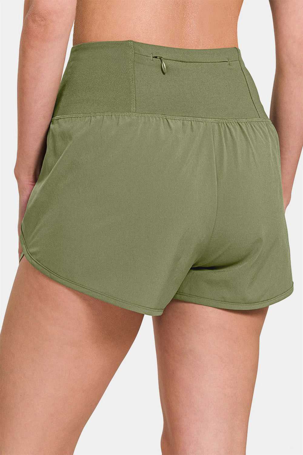 Zenana High-Waisted Zippered Back Pocket Active Shorts - felvior